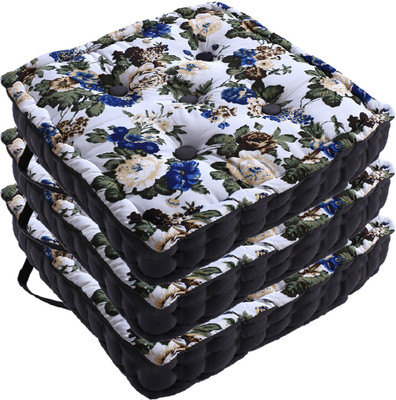 KUBER INDUSTRIES Microfibre Floral Chair Pad Pack of 3(White)