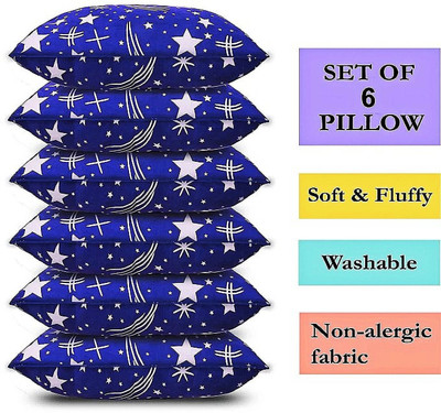 VILLAGERS LUXURY Polyester Fibre Abstract Sleeping Pillow Pack of 6(Blue)