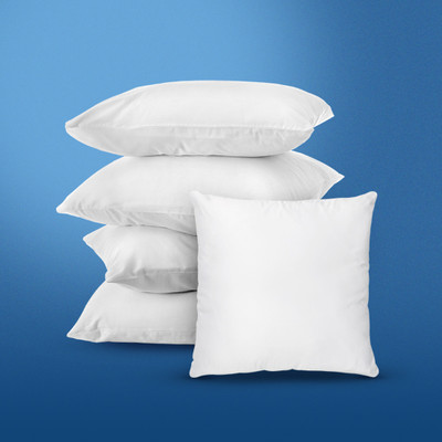 RECRON CERTIFIED Polyester Fibre Solid Cushion Pack of 5(White)