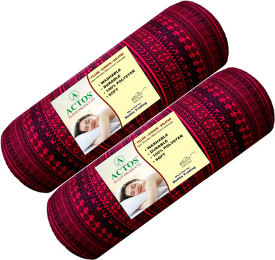 ACTOS Microfibre Abstract Bolster Pack of 2(Maroon)