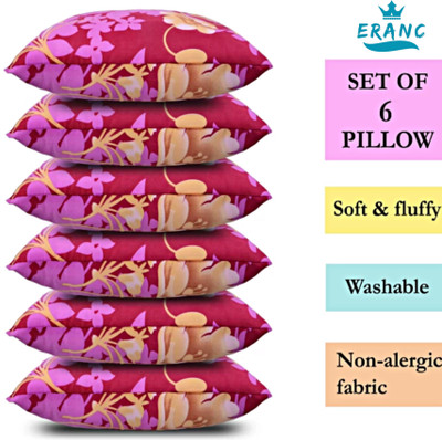 NKSNIMYSTORE Polyester Fibre, Microfibre, Cotton Solid Sleeping Pillow Pack of 6(Pink)