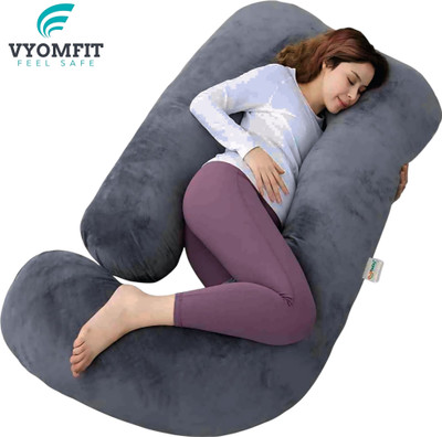 vyomfit J Series Polyester Fibre Solid Pregnancy Pillow Pack of 1(Grey)