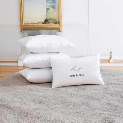 SOFT SNOOZE SOFT LUXURY Microfibre Solid Sleeping Pillow Pack of 4(White)