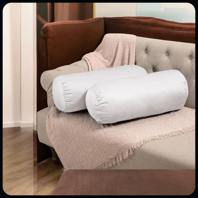 Urmila Creation Polyester Fibre Solid Bolster Pack of 2(White)