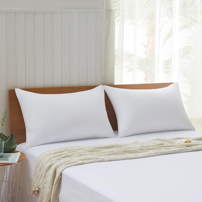 VLYSIUM very soft standard pillow / takiya set 17x27 Inch filler (43x69 Inch) Polyester Fibre Solid Sleeping Pillow Pack of 2(White)