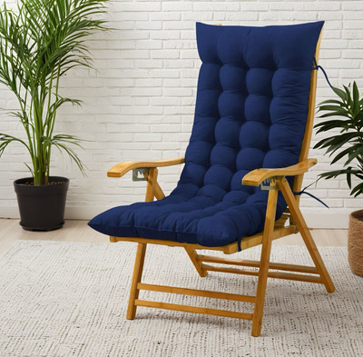 SOFT SNOOZE Microfibre Chair Pad Pack of 1 Solid Soft(Blue)