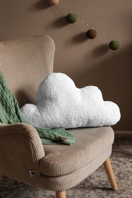 KNEFT Cloud-Shaped Plush Decorative Pillow, Soft Faux Fur Microfibre Solid Cushion Pack of 1(White)