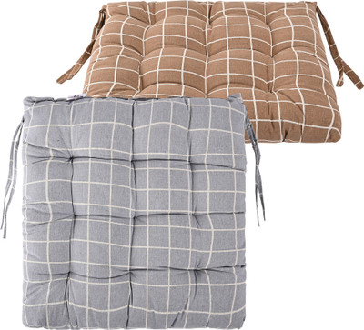 KUBER INDUSTRIES Microfibre Abstract Chair Pad Pack of 2(Brown, Grey)