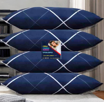 YPOLOIPO LUXURY Microfibre Abstract Sleeping Pillow Pack of 4(Blue)