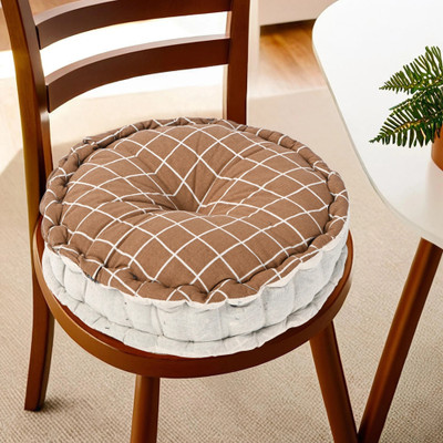 KUBER INDUSTRIES Microfibre Solid Chair Pad Pack of 1(Brown)