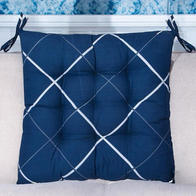 SOFT SNOOZE Soft Luxury Microfibre Solid Chair Pad Pack of 2(Blue)