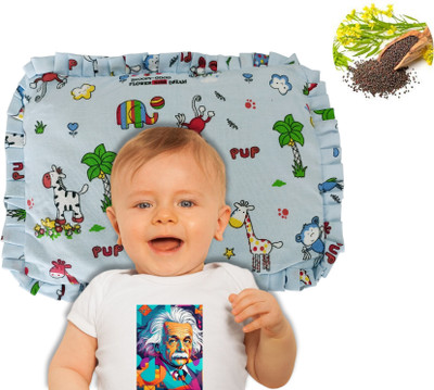 Synlark Mustard Seeds Animals Baby Pillow Pack of 1(Blue-Jungle)