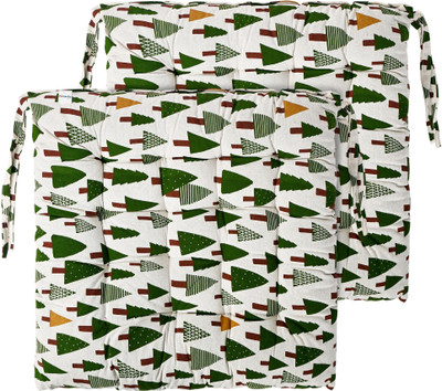 HOMESTIC Microfibre Geometric Chair Pad Pack of 2(Green)