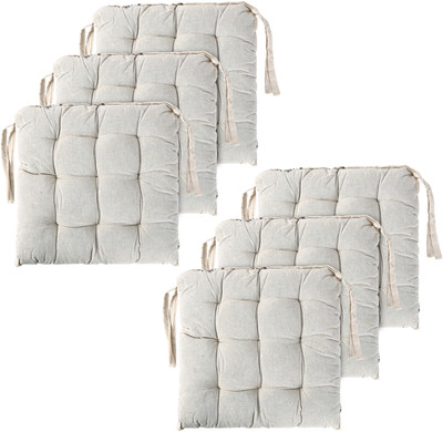 KUBER INDUSTRIES Microfibre Chair Pad Pack of 6 Solid(Yellow)