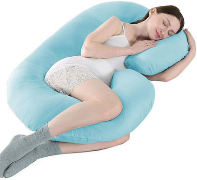 Mom's Moon Microfibre Pregnancy Pillow Pack of 1 Solid(Light Blue)