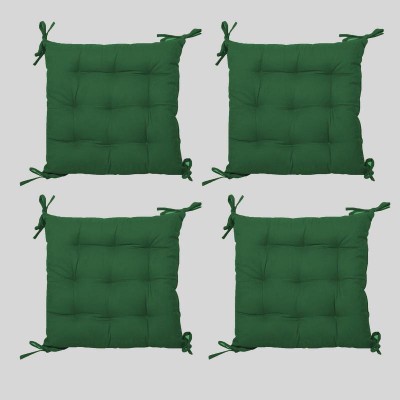 Mom's Moon Microfibre Solid Chair Pad Pack of 4(Dark Green)