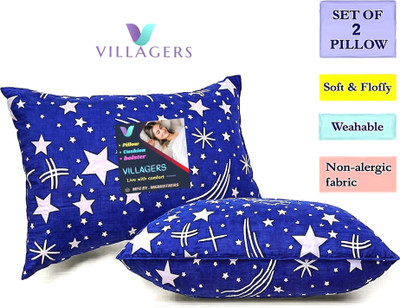VILLAGERS LUXURY Polyester Fibre Abstract Sleeping Pillow Pack of 2(Blue)