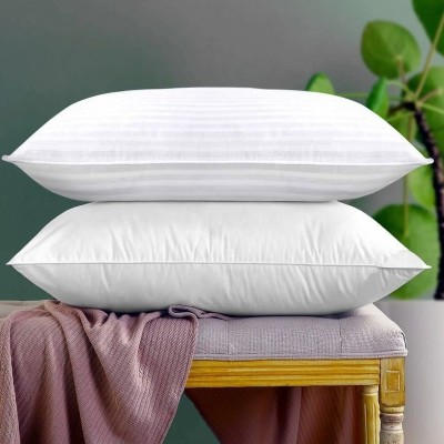 Fillaxy Polyester Fibre Stripes Sleeping Pillow Pack of 2(White)