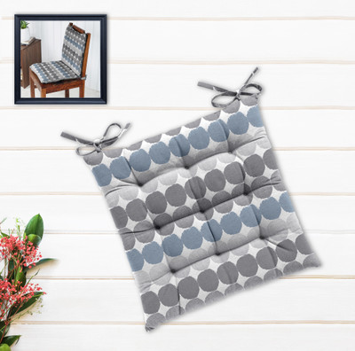 OASIS Cotton Chair Pad Pack of 1 Polka(Multicolor)