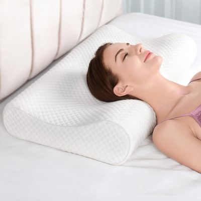 Turnwell Cervical Contour Memory Foam Pillow Memory Foam, Foam Geometric Orthopaedic Pillow Pack of 1(Multicolor)