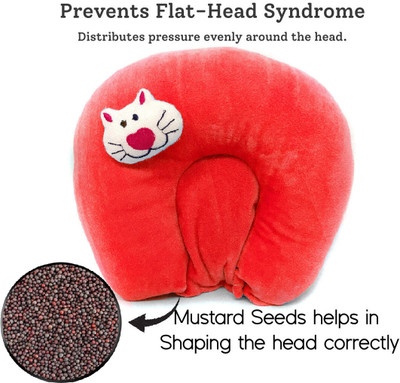 BabeDesk Mustard Seeds Toons & Characters Baby Pillow Pack of 1(Red)