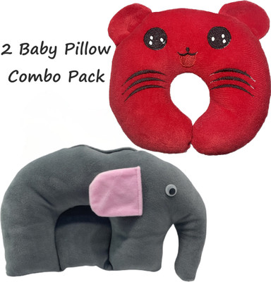 MARQUEONN Mustard Seeds Solid Sleeping Pillow Pack of 1(Neck Red, Grey Elephant)