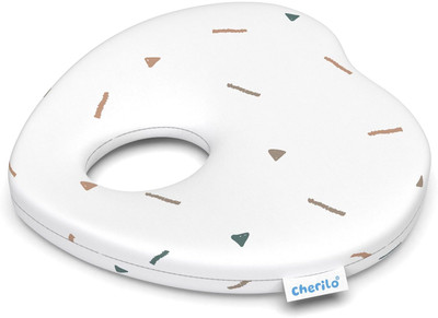 Cherilo Memory Foam Head Shaping Pillow for New Born Baby, Memory Foam Geometric Baby Pillow Pack of 1(White Fancy Triangles)