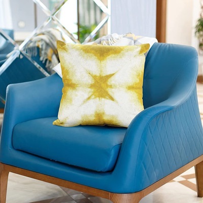 SASHAA WORLD Fashion Memory Foam Abstract Cushion Pack of 1(Yellow, White)