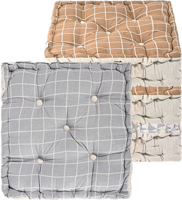 KUBER INDUSTRIES Microfibre Abstract Chair Pad Pack of 4(Brown, Grey)