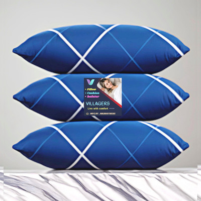 Gaulpastore LUXURY Microfibre Abstract Sleeping Pillow Pack of 3(Blue)