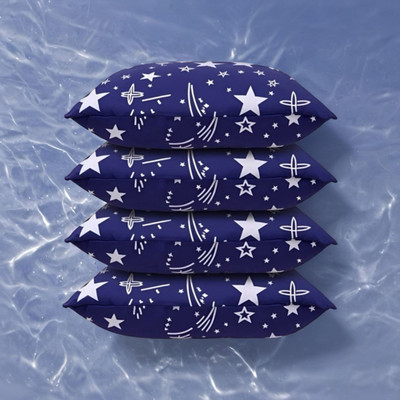 SOFT SNOOZE Luxury Microfibre Abstract Sleeping Pillow Pack of 4(Blue)