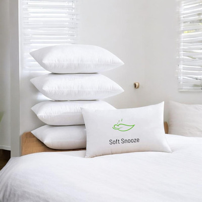 SOFT SNOOZE Luxury Microfibre Solid Sleeping Pillow Pack of 5(White)
