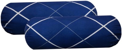 Swikon star Round Bolster Microfibre Stripes Bolster Pack of 2(Dark Blue, White)