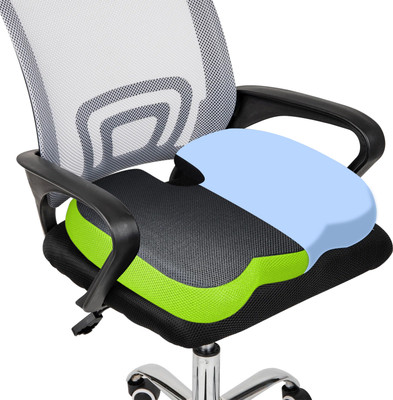 Sleepsia Gel Infused Coccyx Cushion Tailbone Support & Lower Back Lumbar Support Pillow Memory Foam Solid Chair Pad Pack of 1(Black/Green)