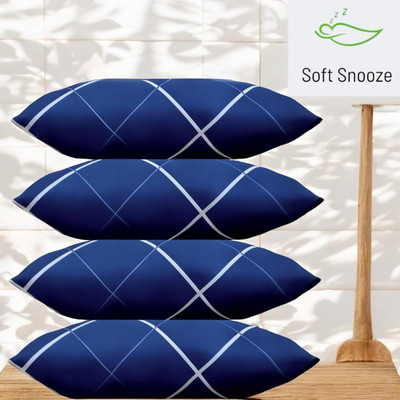 SOFT SNOOZE Soft Luxury Microfibre Abstract Sleeping Pillow Pack of 4(Blue)