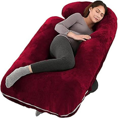 WILD MINT J SHAPE Microfibre Solid Body Pillow Pack of 1(Maroon)