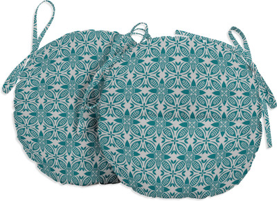 Vargottam Polyester Fibre Chair Pad Pack of 2 Motifs(Turquoise Blue)