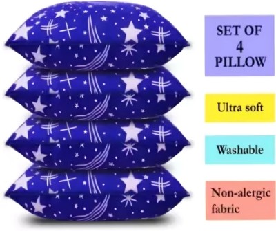 YABAN LUXURY Microfibre Abstract Sleeping Pillow Pack of 4(Blue)
