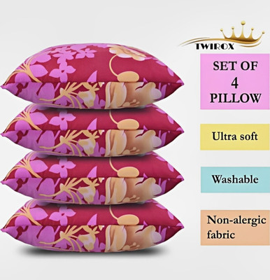 TWIROX LUXURY Polyester Fibre Abstract, Floral Sleeping Pillow Pack of 4(FLOWER)
