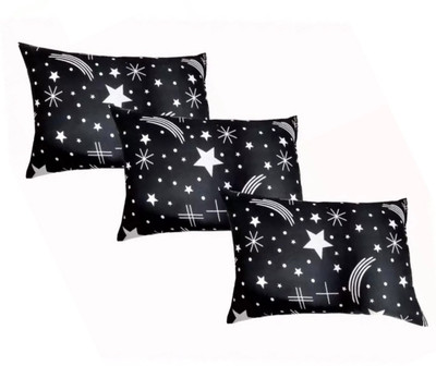 PALVIT Microfibre Abstract Sleeping Pillow Pack of 3(Black)