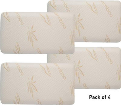 AYKA Memory Foam Abstract Sleeping Pillow Pack of 4(Beige, White)