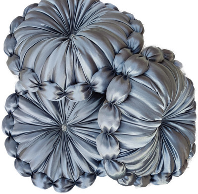RACCOON Decorative Touch Microfibre Solid Cushion Pack of 3(Silver)