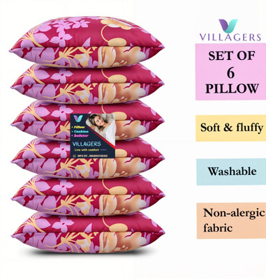 Tecsun LUXURY Microfibre Abstract Sleeping Pillow Pack of 6(Pink)