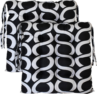 KUBER INDUSTRIES Microfibre Geometric Chair Pad Pack of 2(Black)