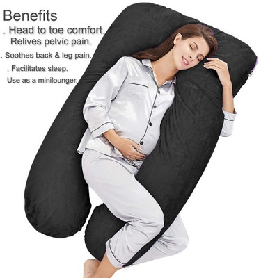 WONGVO Luxurious Imported Velvet Microfibre Solid Pregnancy Pillow Pack of 1(Grey)