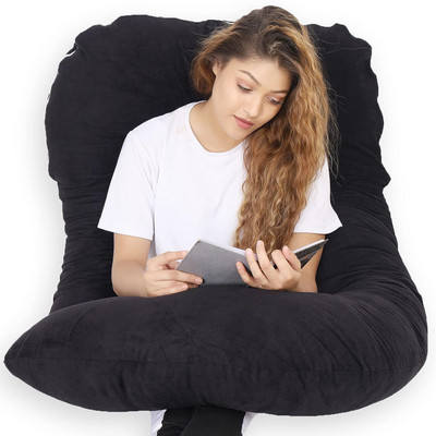 WINX Premium series Polyester Fibre Solid Pregnancy Pillow Pack of 1(Black)