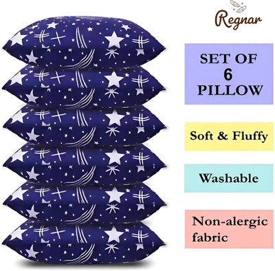 Regnar Cotton Sleeping Pillow Pack of 6 Abstract Luxury(Blue)