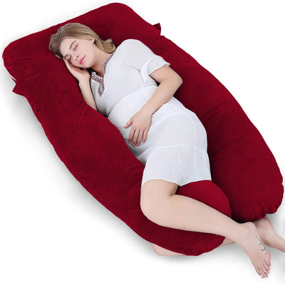 THUKRAN Microfibre Solid Pregnancy Pillow Pack of 1(Maroon)