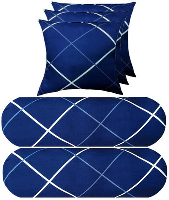 PALVIT Microfibre Abstract Bolster Pack of 5(Blue)