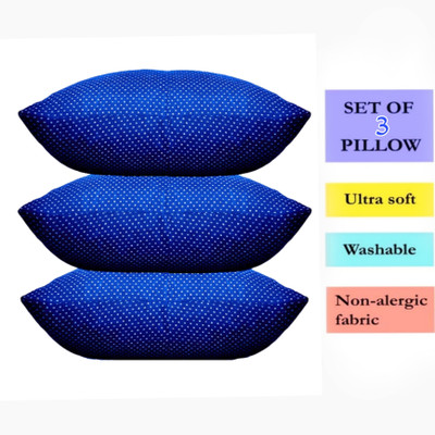 GAULPASTORES Microfibre Floral Sleeping Pillow Pack of 3(Blue)